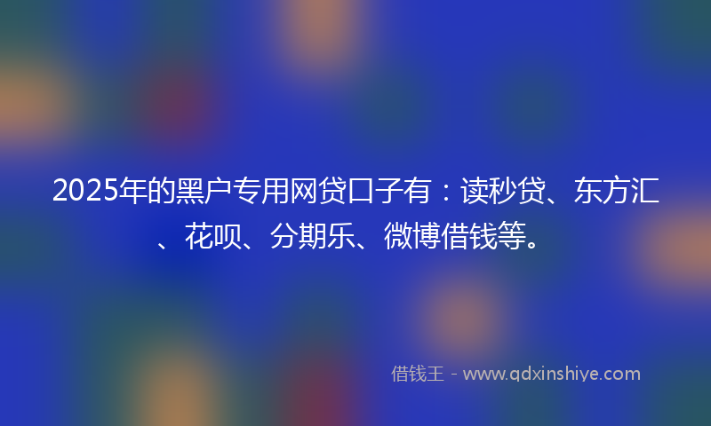 2025年的黑户专用网贷口子有：读秒贷、东方汇、花呗、分期乐、微博借钱等。