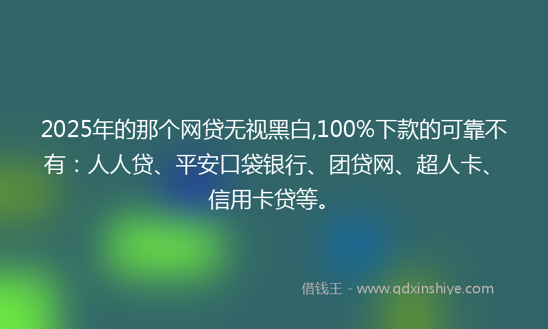 2025年的那个网贷无视黑白,100%下款的可靠不有：人人贷、平安口袋银行、团贷网、超人卡、信用卡贷等。