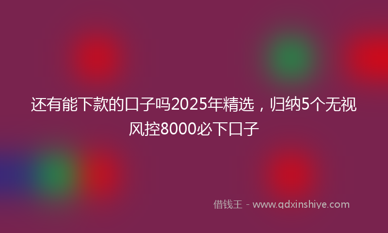 还有能下款的口子吗2025年精选，归纳5个无视风控8000必下口子