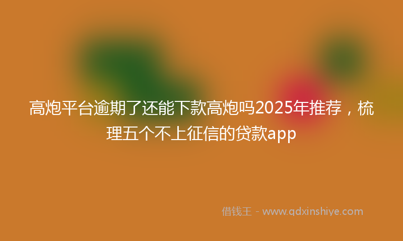 高炮平台逾期了还能下款高炮吗2025年推荐，梳理五个不上征信的贷款app