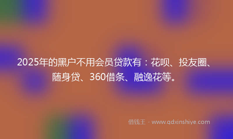 2025年的黑户不用会员贷款有：花呗、投友圈、随身贷、360借条、融逸花等。