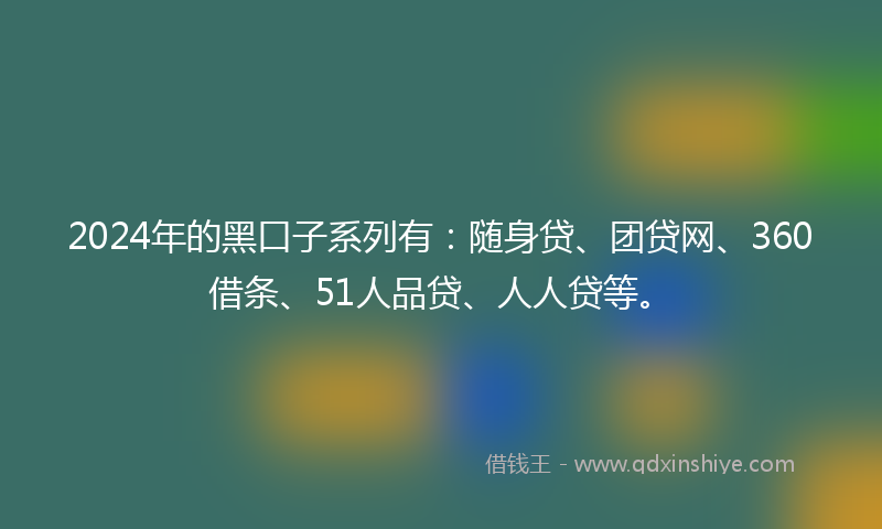 2024年的黑口子系列有：随身贷、团贷网、360借条、51人品贷、人人贷等。