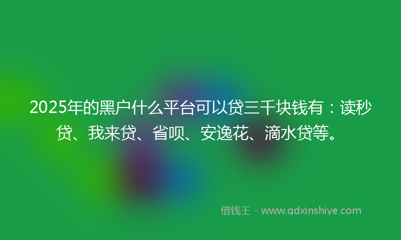 2025年的黑户什么平台可以贷三千块钱有：读秒贷、我来贷、省呗、安逸花、滴水贷等。