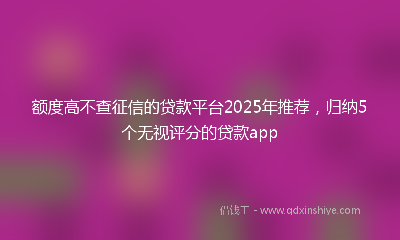 额度高不查征信的贷款平台2025年推荐，归纳5个无视评分的贷款app