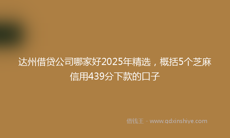 达州借贷公司哪家好2025年精选，概括5个芝麻信用439分下款的口子