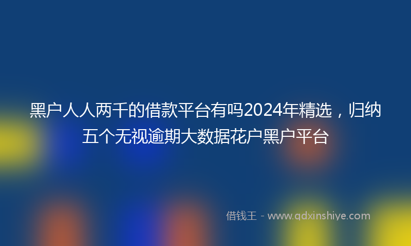黑户人人两千的借款平台有吗2024年精选，归纳五个无视逾期大数据花户黑户平台