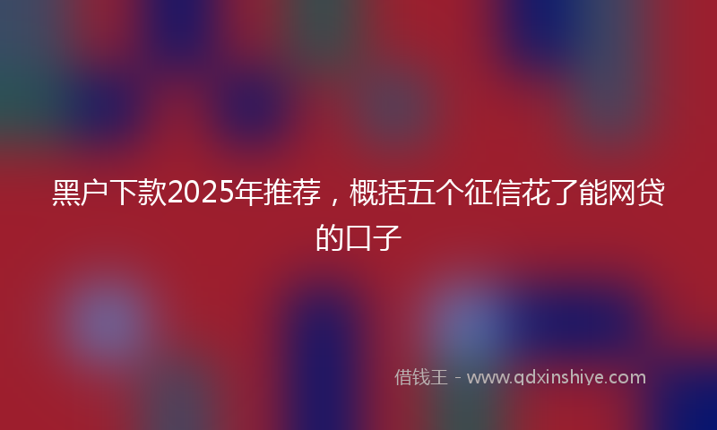 黑户下款2025年推荐，概括五个征信花了能网贷的口子