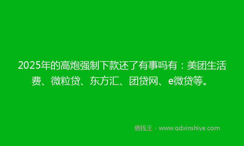 2025年的高炮强制下款还了有事吗有：美团生活费、微粒贷、东方汇、团贷网、e微贷等。
