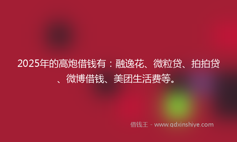 2025年的高炮借钱有：融逸花、微粒贷、拍拍贷、微博借钱、美团生活费等。
