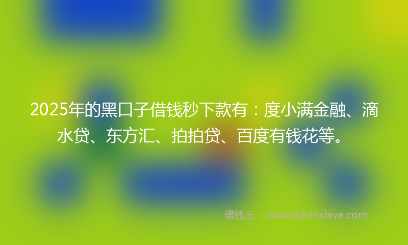 2025年的黑口子借钱秒下款有：度小满金融、滴水贷、东方汇、拍拍贷、百度有钱花等。