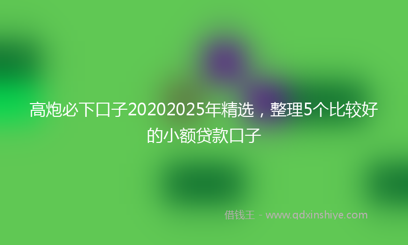 高炮必下口子20202025年精选，整理5个比较好的小额贷款口子