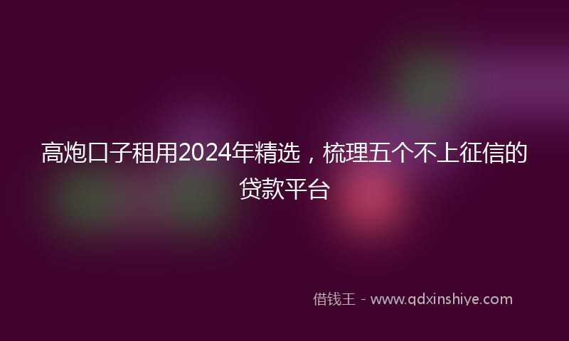 高炮口子租用2024年精选，梳理五个不上征信的贷款平台