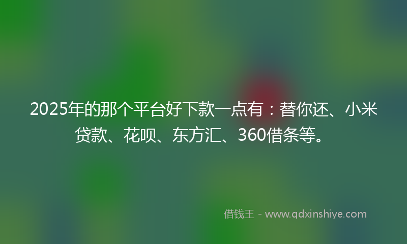 2025年的那个平台好下款一点有：替你还、小米贷款、花呗、东方汇、360借条等。