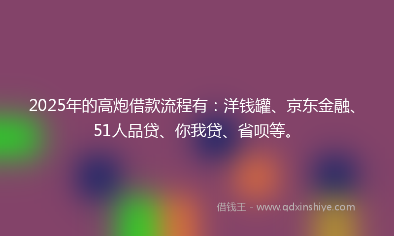 2025年的高炮借款流程有：洋钱罐、京东金融、51人品贷、你我贷、省呗等。