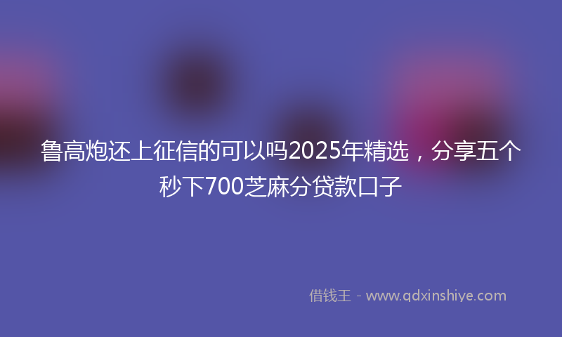 鲁高炮还上征信的可以吗2025年精选，分享五个秒下700芝麻分贷款口子