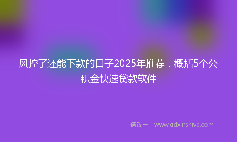 风控了还能下款的口子2025年推荐，概括5个公积金快速贷款软件