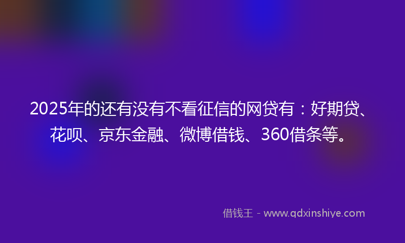 2025年的还有没有不看征信的网贷有：好期贷、花呗、京东金融、微博借钱、360借条等。