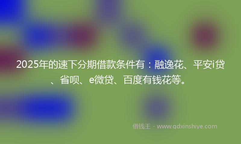 2025年的速下分期借款条件有：融逸花、平安i贷、省呗、e微贷、百度有钱花等。