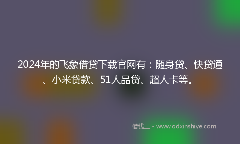 2024年的飞象借贷下载官网有：随身贷、快贷通、小米贷款、51人品贷、超人卡等。