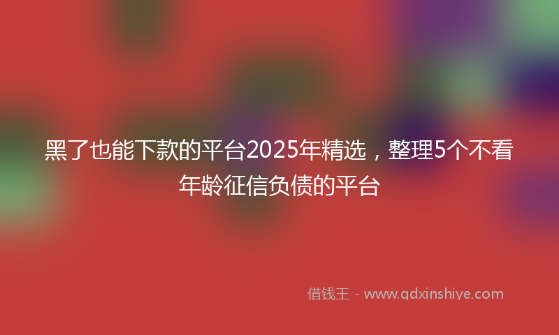 黑了也能下款的平台2025年精选，整理5个不看年龄征信负债的平台
