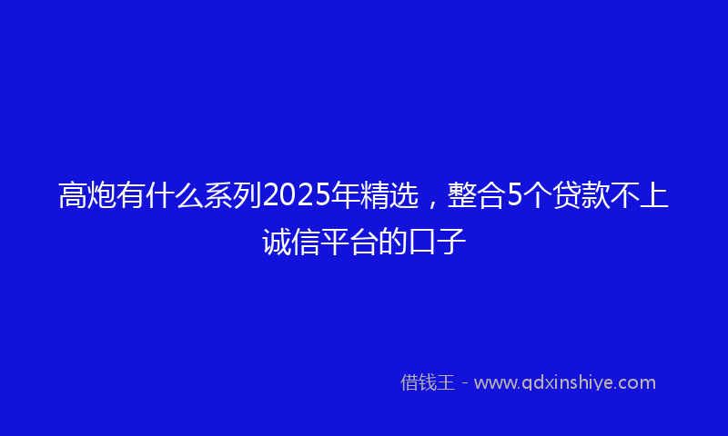 高炮有什么系列2025年精选，整合5个贷款不上诚信平台的口子