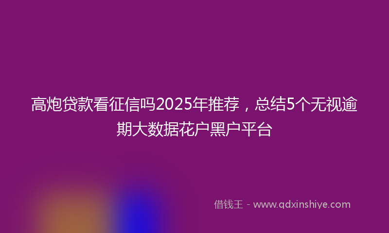 高炮贷款看征信吗2025年推荐，总结5个无视逾期大数据花户黑户平台