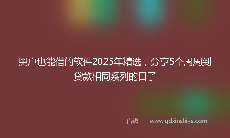 黑户也能借的软件2025年精选，分享5个周周到贷款相同系列的口子