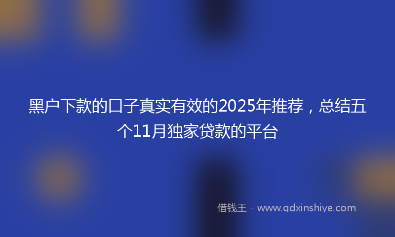 黑户下款的口子真实有效的2025年推荐，总结五个11月独家贷款的平台
