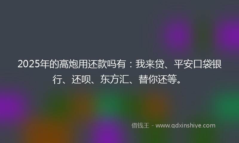2025年的高炮用还款吗有：我来贷、平安口袋银行、还呗、东方汇、替你还等。