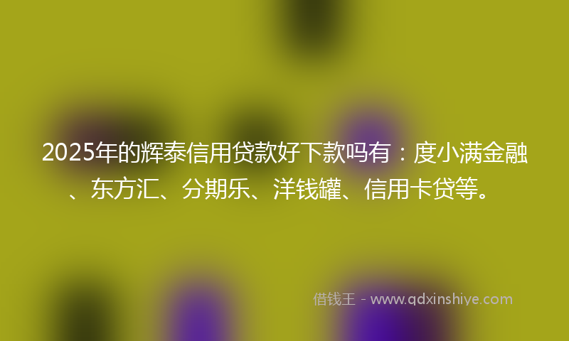 2025年的辉泰信用贷款好下款吗有：度小满金融、东方汇、分期乐、洋钱罐、信用卡贷等。