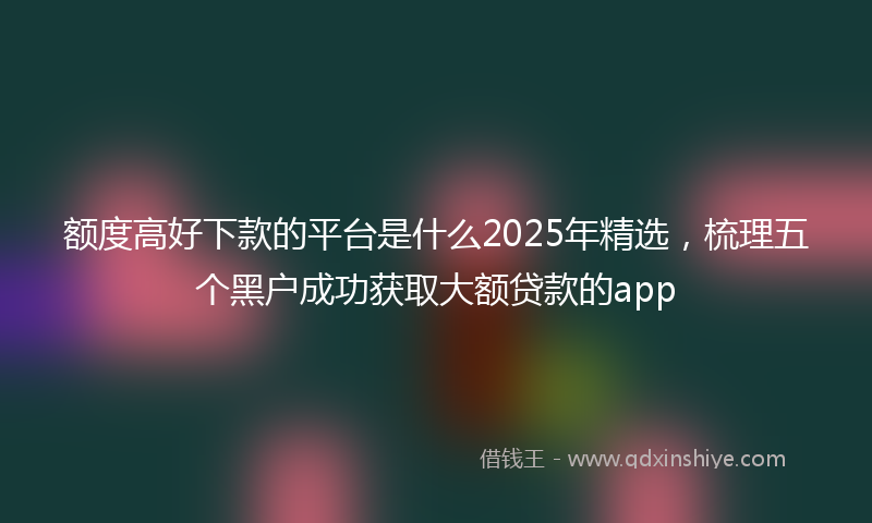额度高好下款的平台是什么2025年精选，梳理五个黑户成功获取大额贷款的app