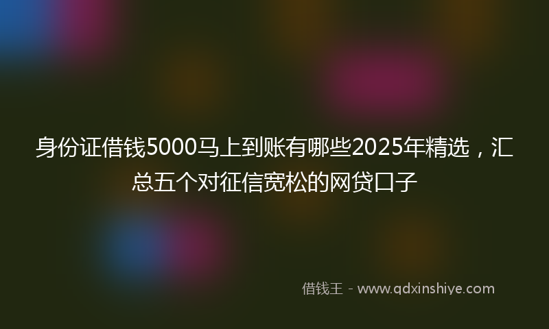 身份证借钱5000马上到账有哪些2025年精选，汇总五个对征信宽松的网贷口子
