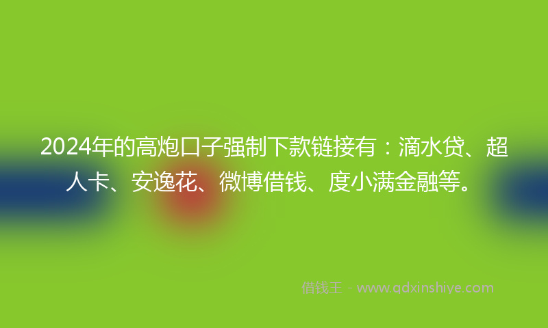 2024年的高炮口子强制下款链接有：滴水贷、超人卡、安逸花、微博借钱、度小满金融等。