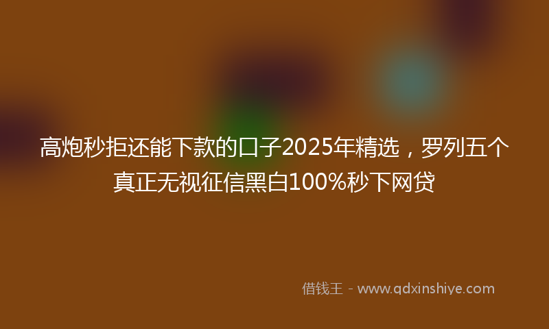 高炮秒拒还能下款的口子2025年精选，罗列五个真正无视征信黑白100%秒下网贷