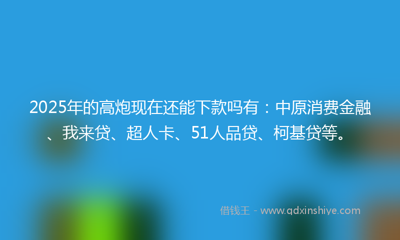 2025年的高炮现在还能下款吗有：中原消费金融、我来贷、超人卡、51人品贷、柯基贷等。
