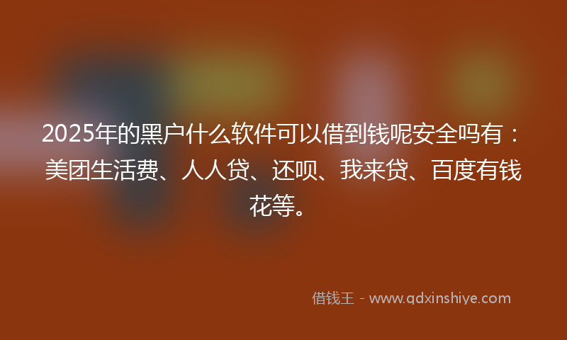 2025年的黑户什么软件可以借到钱呢安全吗有：美团生活费、人人贷、还呗、我来贷、百度有钱花等。