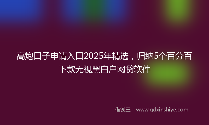 高炮口子申请入口2025年精选，归纳5个百分百下款无视黑白户网贷软件