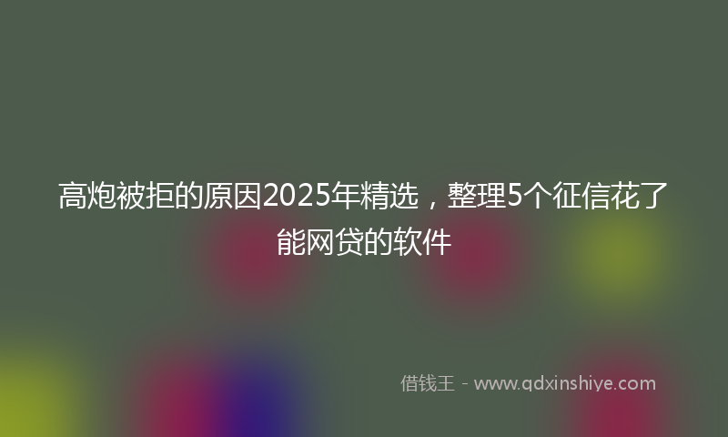 高炮被拒的原因2025年精选，整理5个征信花了能网贷的软件