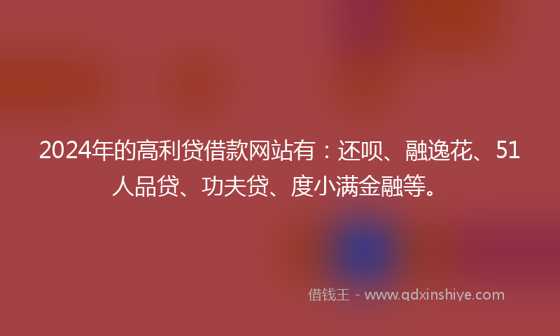 2024年的高利贷借款网站有：还呗、融逸花、51人品贷、功夫贷、度小满金融等。