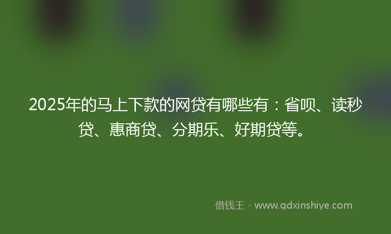 2025年的马上下款的网贷有哪些有：省呗、读秒贷、惠商贷、分期乐、好期贷等。