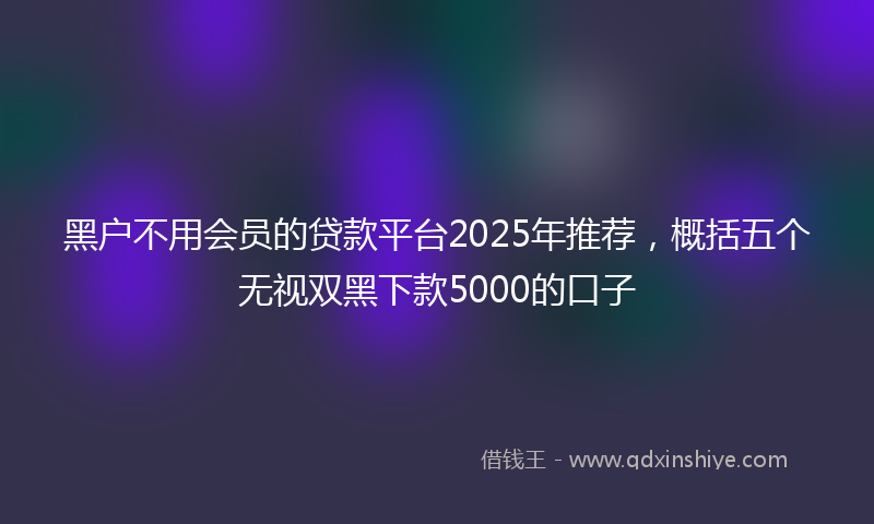 黑户不用会员的贷款平台2025年推荐，概括五个无视双黑下款5000的口子