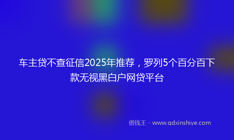 车主贷不查征信2025年推荐，罗列5个百分百下款无视黑白户网贷平台