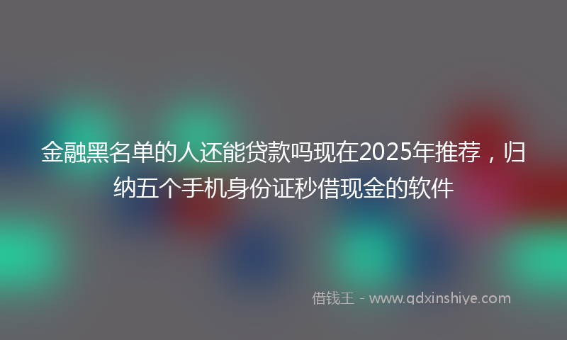 金融黑名单的人还能贷款吗现在2025年推荐，归纳五个手机身份证秒借现金的软件