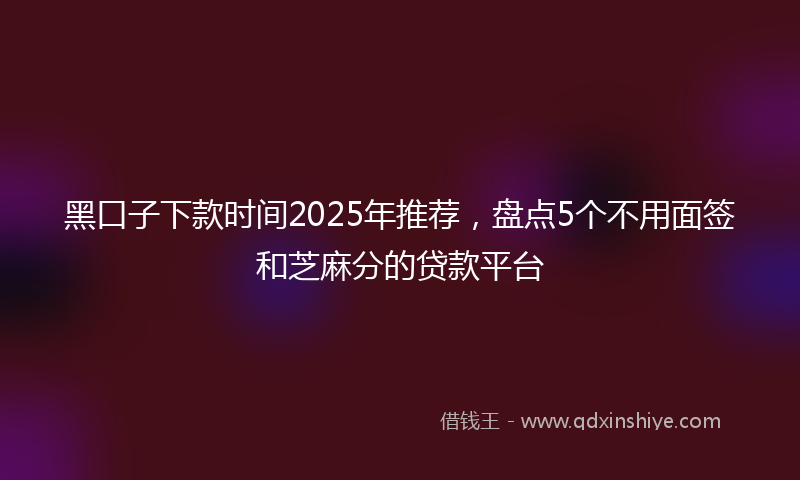 黑口子下款时间2025年推荐，盘点5个不用面签和芝麻分的贷款平台