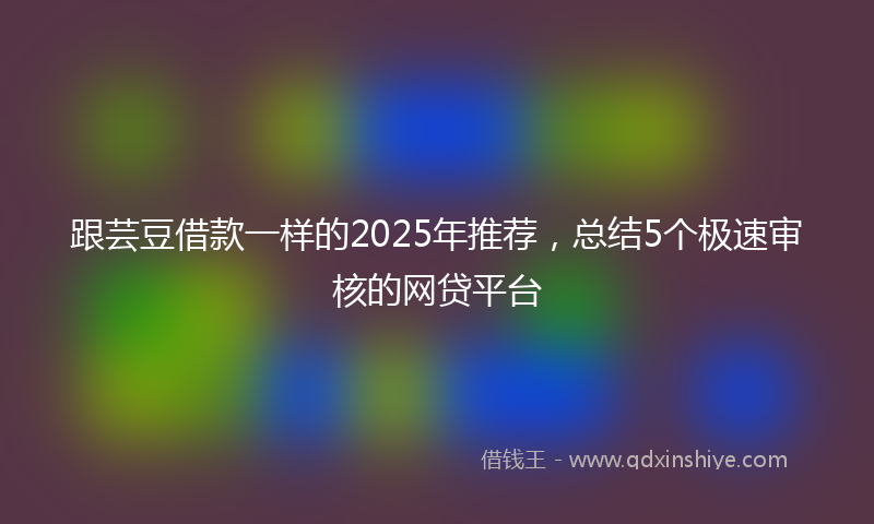 跟芸豆借款一样的2025年推荐，总结5个极速审核的网贷平台