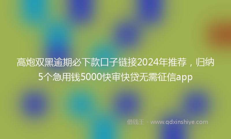 高炮双黑逾期必下款口子链接2024年推荐，归纳5个急用钱5000快审快贷无需征信app