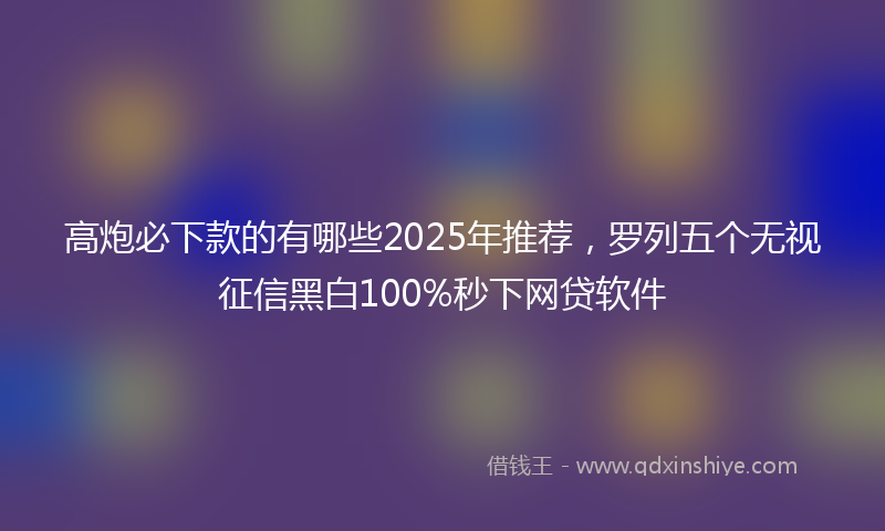 高炮必下款的有哪些2025年推荐，罗列五个无视征信黑白100%秒下网贷软件