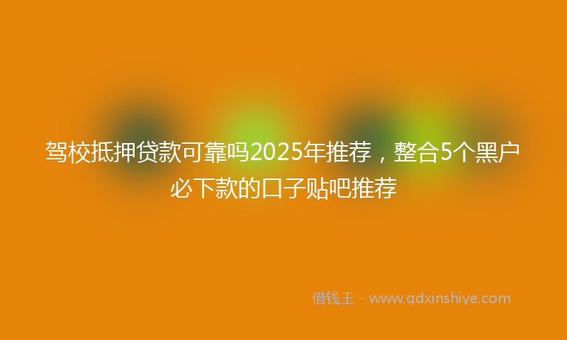 驾校抵押贷款可靠吗2025年推荐，整合5个黑户必下款的口子贴吧推荐
