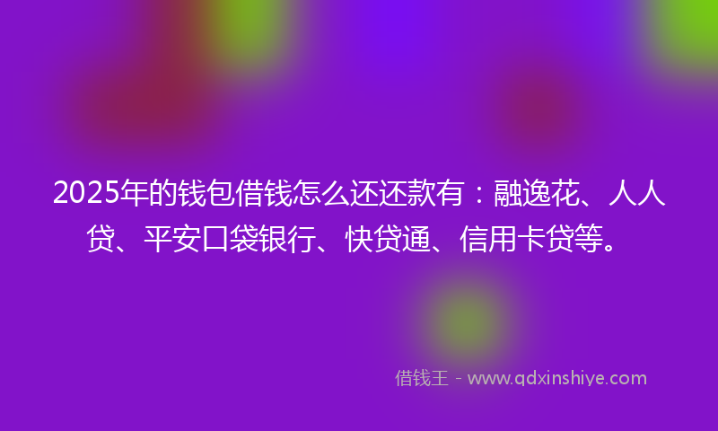 2025年的钱包借钱怎么还还款有：融逸花、人人贷、平安口袋银行、快贷通、信用卡贷等。
