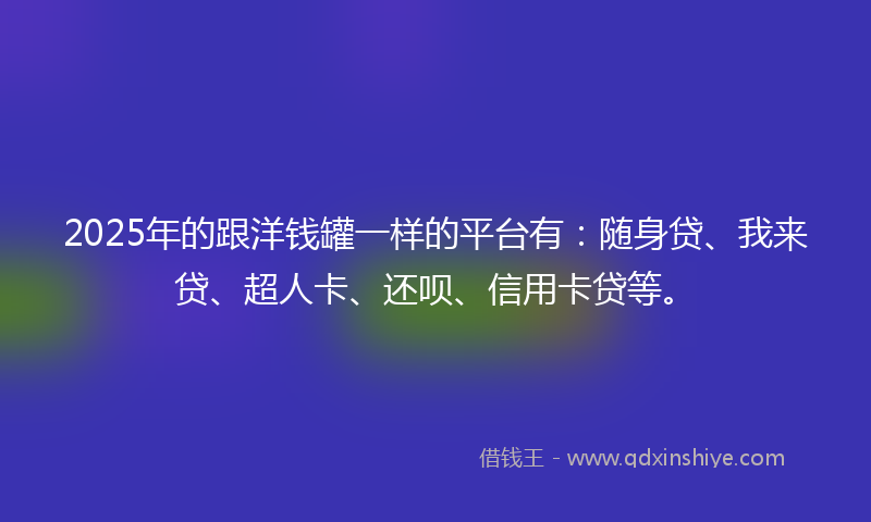 2025年的跟洋钱罐一样的平台有：随身贷、我来贷、超人卡、还呗、信用卡贷等。